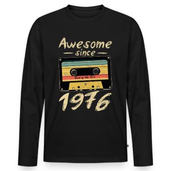 1976 Anniversaire 1976 Né Cadeau d’anniversaire - T-shirt manches longues Premium bio Homme - noir - Devant - Nico (187cm)
