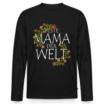 Beste Mama der Welt - Männer Premium Bio Langarmshirt - Schwarz - Vorne - Nico (187cm)