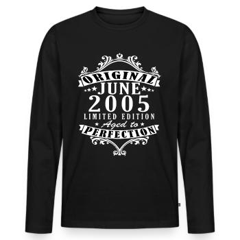 Juni 2005. Geburtstag Juni 2005 Geschenk Juni 2005 - Männer Premium Bio Langarmshirt - Schwarz - Vorne - Nico (187cm)