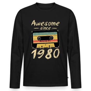 1980 Anniversaire 1980 Né Cadeau d’anniversaire - T-shirt manches longues Premium bio Homme - noir - Devant - Nico (187cm)