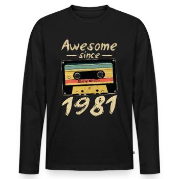 1981 Anniversaire 1981 Né Cadeau d’anniversaire - T-shirt manches longues Premium bio Homme - noir - Devant - Nico (187cm)