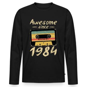 1984 Birthday 1984 Born Birthday Present - Men's Premium Organic Long Sleeve Shirt - black - Front - Nico (187cm)