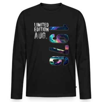 Limited Edition 1976 August Geburtstag Nordlichter - Männer Premium Bio Langarmshirt - Schwarz - Vorne - Nico (187cm)