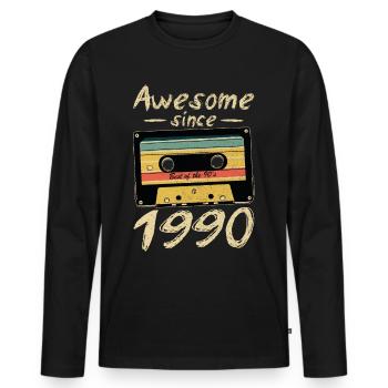 1990 Geburtstag 1990 Geboren Geburtstagsgeschenk - Männer Premium Bio Langarmshirt - Schwarz - Vorne - Nico (187cm)