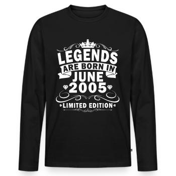 Juni 2005. Geburtstag Juni 2005 Geschenk Juni 2005 - Männer Premium Bio Langarmshirt - Schwarz - Vorne - Nico (187cm)
