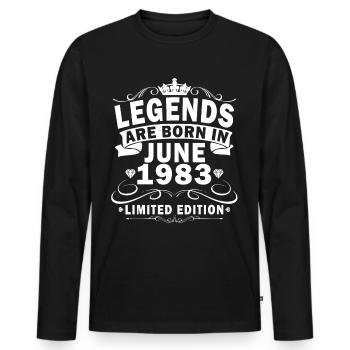Date de naissance : Juin 1983 - Edition Limitée Rétro - T-shirt manches longues Premium bio Homme - noir - Devant - Nico (187cm)