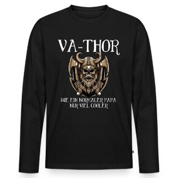 Herren Vatertagsgeschenk Vathor Papa Vater - Männer Premium Bio Langarmshirt - Schwarz - Vorne - Nico (187cm)