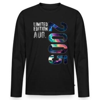 Édition limitée 2005 Août Anniversaire Northern Lights - T-shirt manches longues Premium bio Homme - noir - Devant - Nico (187cm)