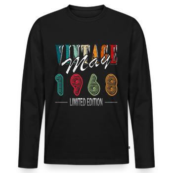55e anniversaire Homme May né en 1968 Légendaire - T-shirt manches longues Premium bio Homme - noir - Devant - Nico (187cm)