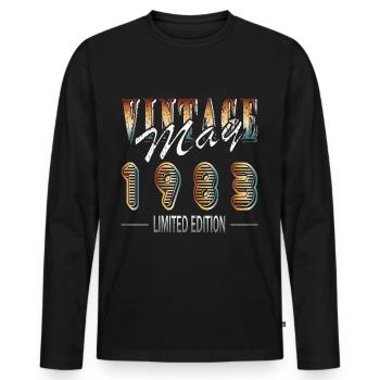 Date de naissance : Mai 1983 - Edition Limitée Rétro - T-shirt manches longues Premium bio Homme - noir - Devant - Nico (187cm)