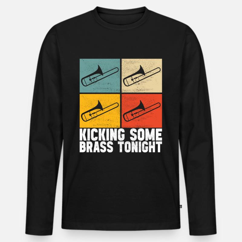Posaune Trombone - Männer Premium Bio Langarmshirt - Schwarz