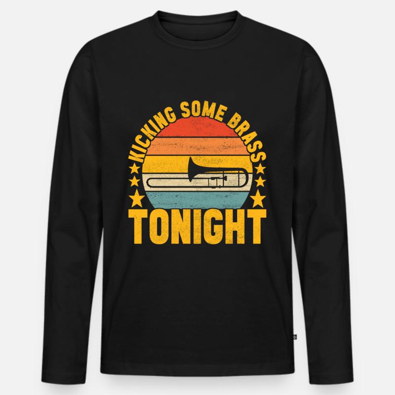 Posaune Trombone - Männer Premium Bio Langarmshirt - Schwarz