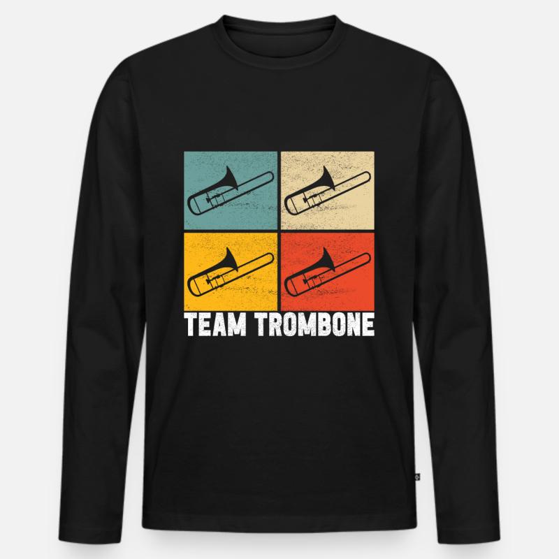 Posaune Trombone - Männer Premium Bio Langarmshirt - Schwarz