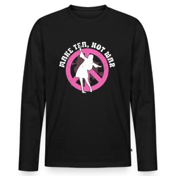 Hippie Peace Sign Peace Flowers Flower Child - Men's Premium Organic Long Sleeve Shirt - black - Front - Nico (187cm)