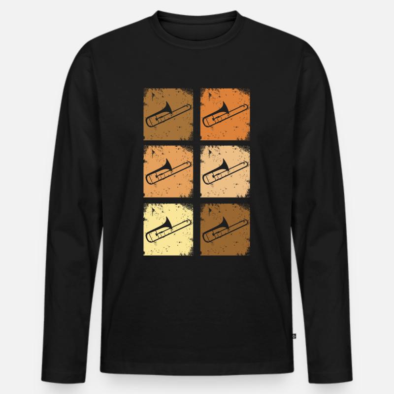 Posaune Trombone - Männer Premium Bio Langarmshirt - Schwarz