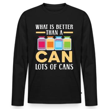 Was ist besser als eine Dose Viele Dosen Einmachen - Männer Premium Bio Langarmshirt - Schwarz - Vorne - Nico (187cm)