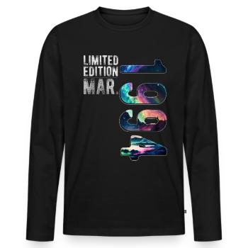 Limited Edition 1994 März Geburtstag Nordlichter - Männer Premium Bio Langarmshirt - Schwarz - Vorne - Nico (187cm)
