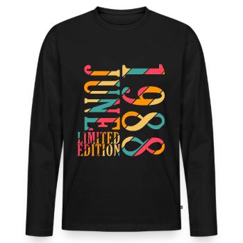 June 1988, 35th Anniversary Men Women - Men's Premium Organic Long Sleeve Shirt - black - Front - Nico (187cm)