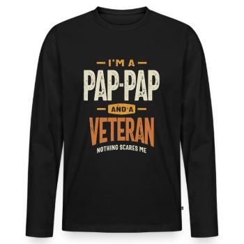 Pap-Pap Veteran - Fearless Dad and Grandpa - Men's Premium Organic Long Sleeve Shirt - black - Front - Nico (187cm)