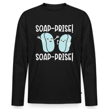 Soap pearl! Soap pearl! Soaping soap barley - Men's Premium Organic Long Sleeve Shirt - black - Front - Nico (187cm)