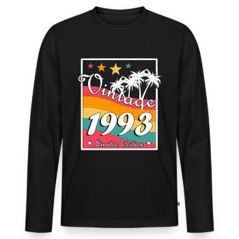 Vintage 1993 - Men's Premium Organic Long Sleeve Shirt - black - Front - Nico (187cm)