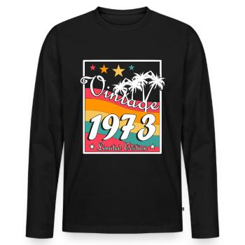 Vintage 1973 - Men's Premium Organic Long Sleeve Shirt - black - Front - Nico (187cm)