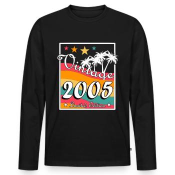 Vintage 2005 Limited Edition - Männer Premium Bio Langarmshirt - Schwarz - Vorne - Nico (187cm)