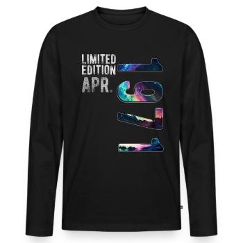 Limited Edition 1971 April Geburtstag Nordlichter - Männer Premium Bio Langarmshirt - Schwarz - Vorne - Nico (187cm)