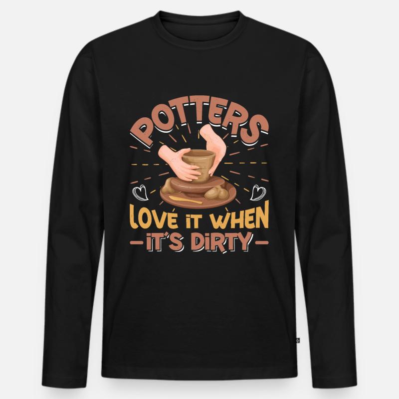 Ceramic Pottery Design - Männer Premium Bio Langarmshirt - Schwarz