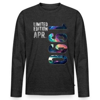 Édition limitée 1990 Avril Anniversaire Northern Lights - T-shirt manches longues Premium bio Homme - anthracite chiné - Devant - Nico (187cm)