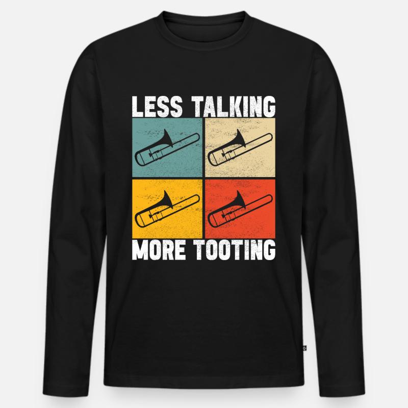 Posaune Trombone - Männer Premium Bio Langarmshirt - Schwarz