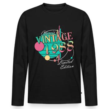 Legendary since 1988 - 35 years - Men's Premium Organic Long Sleeve Shirt - black - Front - Nico (187cm)