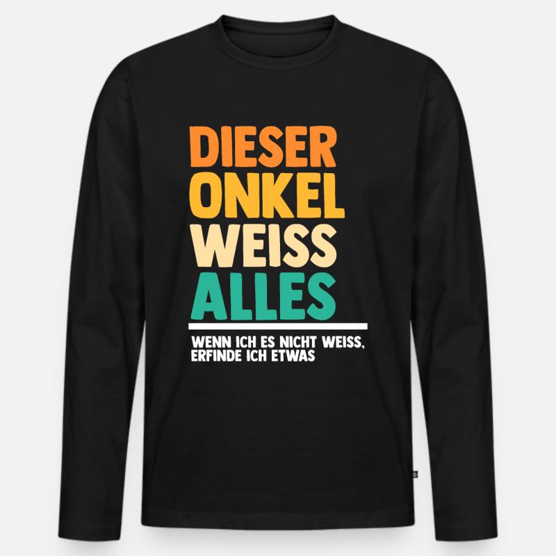 Patenonkel Onkel - Männer Premium Bio Langarmshirt - Schwarz
