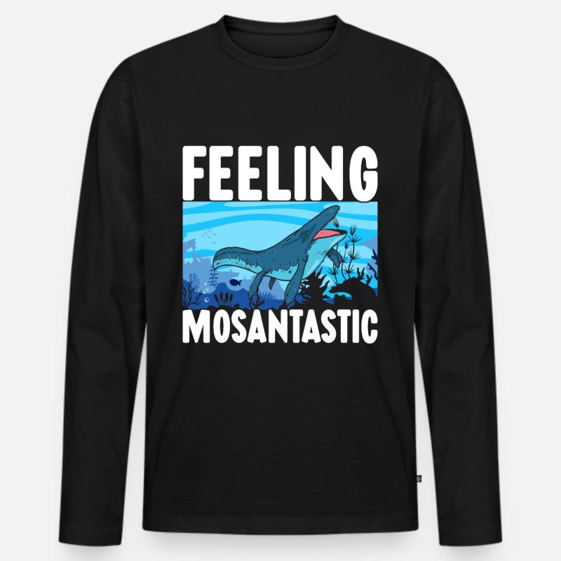 Mosasaurus Dinosaurier - Männer Premium Bio Langarmshirt - Schwarz