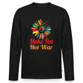 Hippie Peace Zeichen Frieden Blumen Blumenkind - Männer Premium Bio Langarmshirt - Schwarz - Vorne - Nico (187cm)