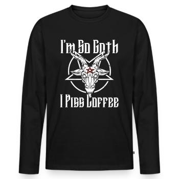 Satan Belzébuth Diable Gothique Pentagramme Mystique - T-shirt manches longues Premium bio Homme - noir - Devant - Nico (187cm)