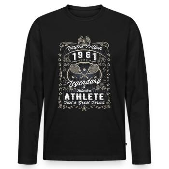 Vintage 1961 Tennis Birthday Gift Hobby - Men's Premium Organic Long Sleeve Shirt - black - Front - Nico (187cm)