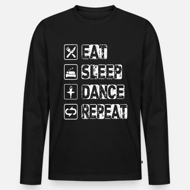 Eat Sleep Dance Repeat - Männer Premium Bio Langarmshirt - Schwarz
