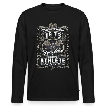 Vintage 1973 Tennis Birthday Gift Hobby - Men's Premium Organic Long Sleeve Shirt - black - Front - Nico (187cm)