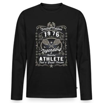 Vintage 1976 Tennis Birthday Gift Hobby - Men's Premium Organic Long Sleeve Shirt - black - Front - Nico (187cm)
