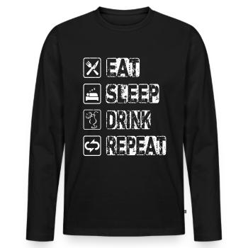 Eat Sleep Drink Repeat - Männer Premium Bio Langarmshirt - Schwarz - Vorne - Nico (187cm)