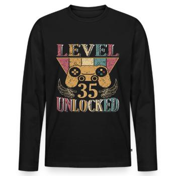 Level 35 komplettes Geburtstagsgeschenk von 1988 - Männer Premium Bio Langarmshirt - Schwarz - Vorne - Nico (187cm)