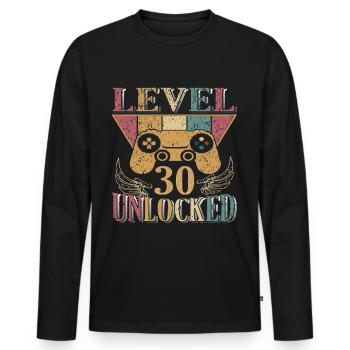 Level 30 Unlocked Gambler 30 Birthday Gift - Men's Premium Organic Long Sleeve Shirt - black - Front - Nico (187cm)