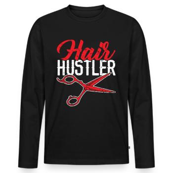Hair Hustler Barbershop Hair Clipper Barber - Men's Premium Organic Long Sleeve Shirt - black - Front - Nico (187cm)