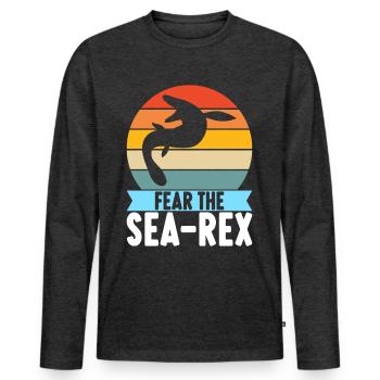 Mosasaurus Dinosaurier - Männer Premium Bio Langarmshirt - Anthrazit meliert - Vorne - Nico (187cm)