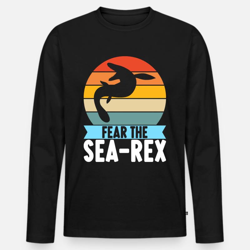 Mosasaurus Dinosaurier - Männer Premium Bio Langarmshirt - Schwarz