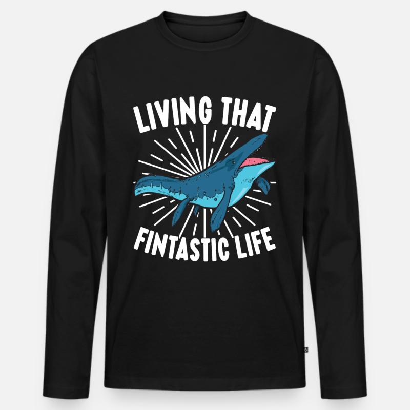 Mosasaurus Dinosaurier - Männer Premium Bio Langarmshirt - Schwarz