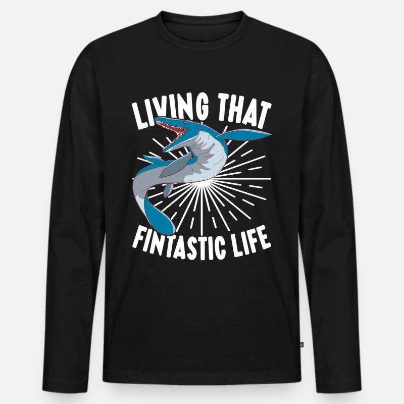 Mosasaurus Dinosaurier - Männer Premium Bio Langarmshirt - Schwarz