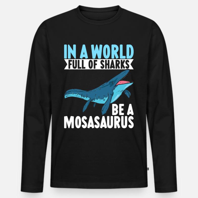 Mosasaurus Dinosaurier - Männer Premium Bio Langarmshirt - Schwarz