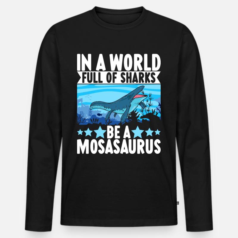 Mosasaurus Dinosaurier - Männer Premium Bio Langarmshirt - Schwarz